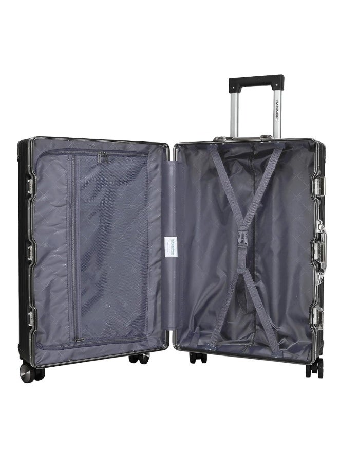 POGAGO Lightweight Aluminum Frame Polycarbonate Hard Case Luggage Set | 3-Piece Trolley Suitcase (20/24/28 Inch) | Silver Checked Luggage with 360° Double Spinner Wheels - Image 5